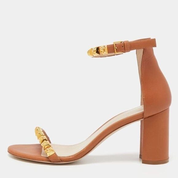 Stuart Weitzman Women’s Rosemarie Studded Leather Sandals - Picture 8 of 10